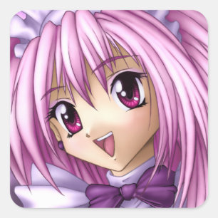 Adesivo Quadrado Empregada doméstica bonito da menina do Anime