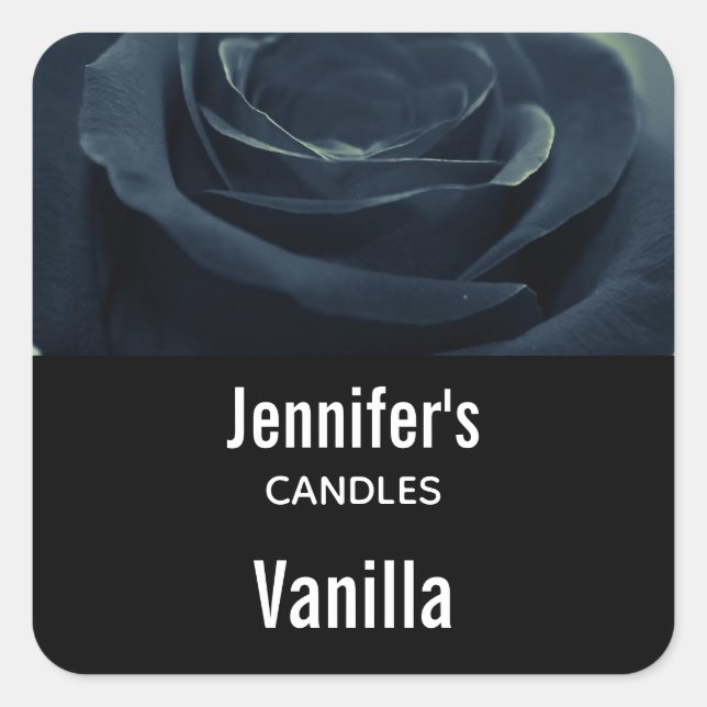 Adesivo Quadrado Empresa com Vela Gótica Preta Rosa (Frente)