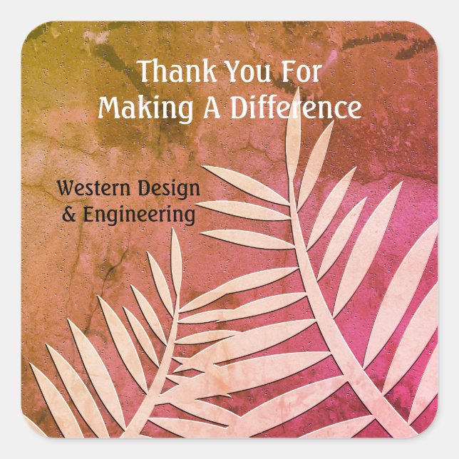 Adesivo Quadrado Empresa de Apreciação do Funcionário Obrigado (Frente)