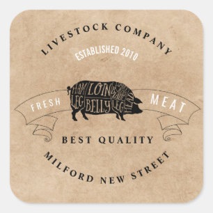 Adesivo Quadrado empresa de carne compra de fazenda pequena empresa