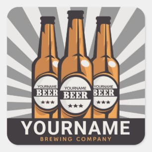 Adesivo Quadrado Empresa de Cerveja Artesanal Garrafa de Cerveja Pe