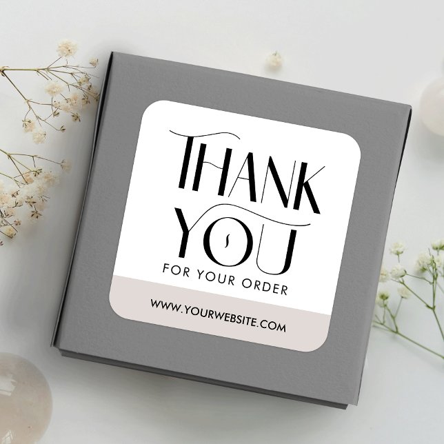 Adesivo Quadrado Empresa de Fontes Moderna Simples Obrigado (Criador carregado)