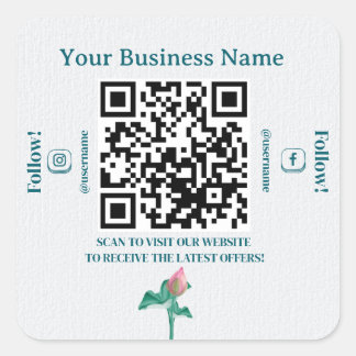 Adesivo Quadrado Empresa de Marketing de mídia social com código QR
