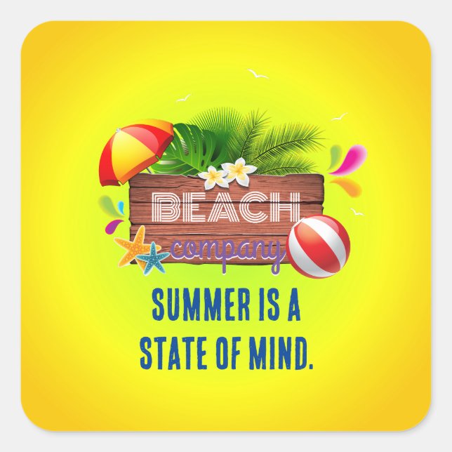 Adesivo Quadrado Empresa de Verão (Frente)