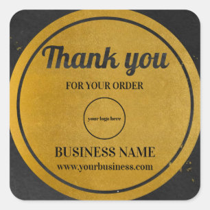Adesivo Quadrado Empresa Dourada Black Business Obrigado