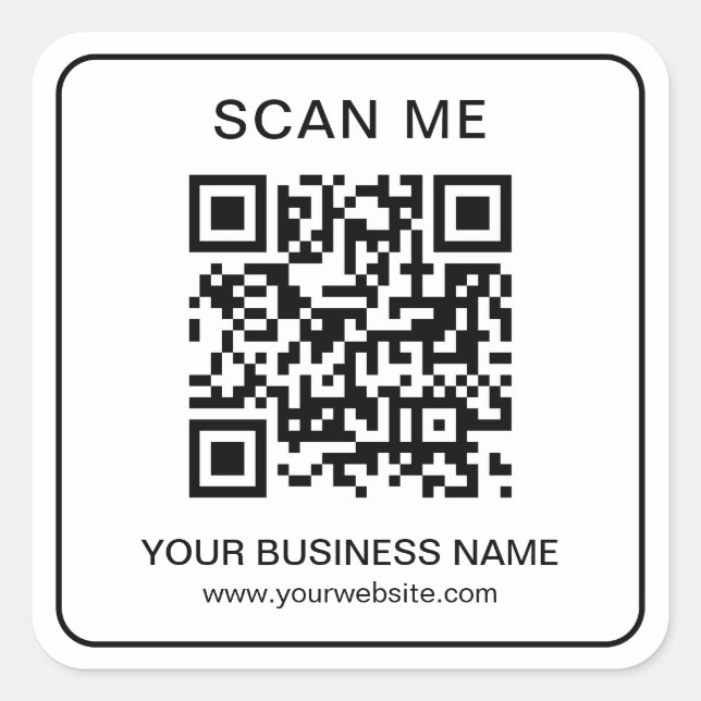 Adesivo Quadrado Empresa Empresa Empresa QR Code Name Url Black Sim (Frente)