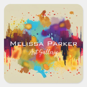 Adesivo Quadrado Empresa Legal de Abstrato de Aquarela Brilhante