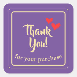 Adesivo Quadrado Empresa Personalizada Texto de agradecimento