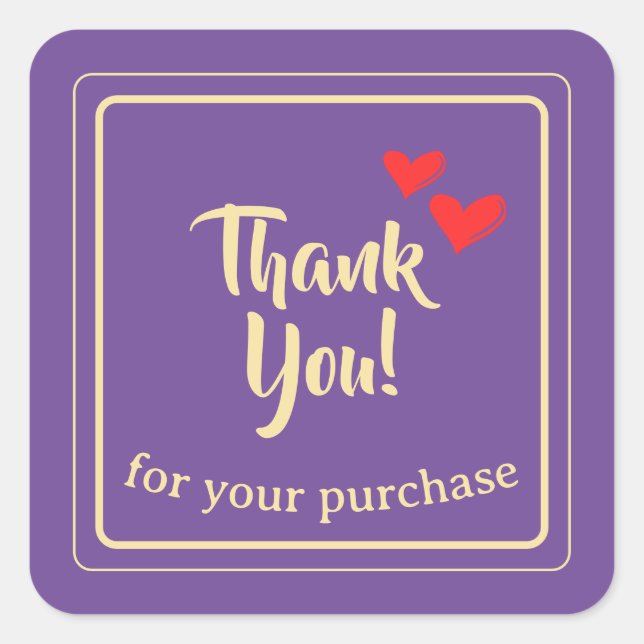 Adesivo Quadrado Empresa Personalizada Texto de agradecimento (Frente)