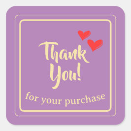 Adesivo Quadrado Empresa Personalizada Texto de agradecimento