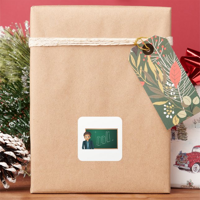 Adesivo Quadrado Empresário que apresenta autocolantes (Criador carregado)