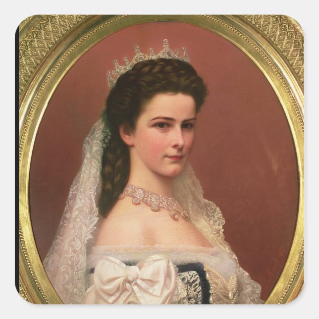 Adesivo Quadrado Empress Elizabeth da Baviera em húngaro (Frente)