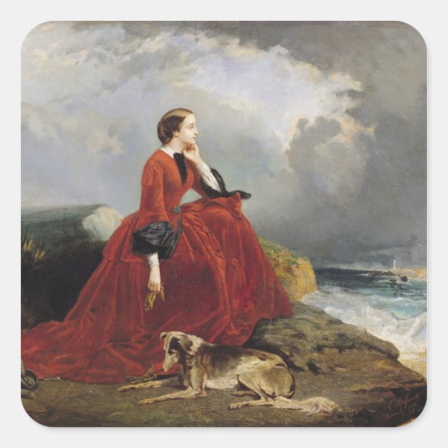 Adesivo Quadrado Empress Eugenie em Biarritz, 1858 (Frente)