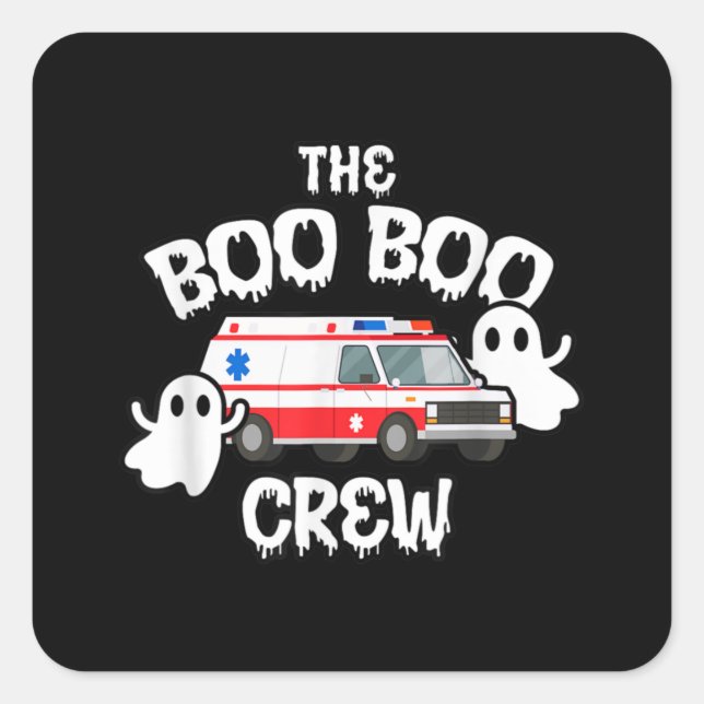 Adesivo Quadrado EMT paramédico EMS Boo Boo Boo Crew Ambulância Gho (Frente)