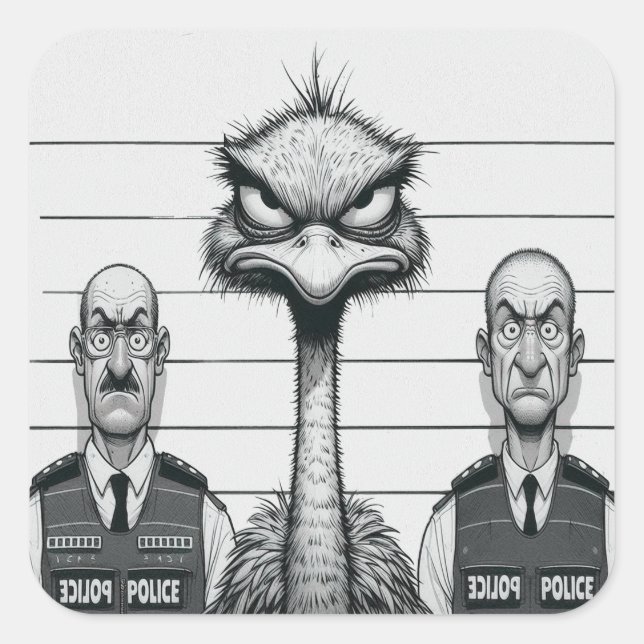 Adesivo Quadrado "Emu Police Lineup" (Frente)