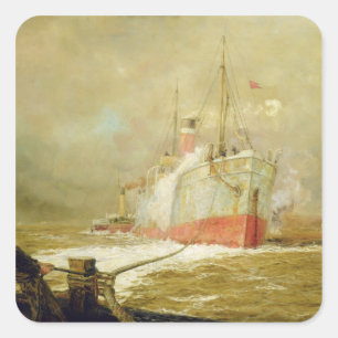 Adesivo Quadrado Encaixando uma Embarcação de Carga