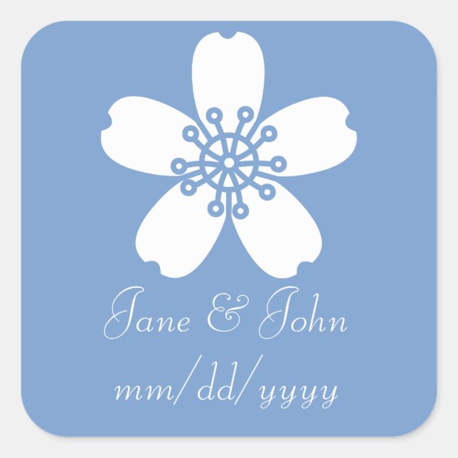 Adesivo Quadrado Encantador Sakura em Periwinkle Sticker (Frente)