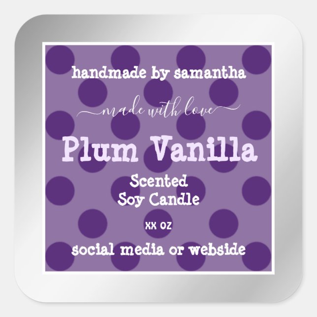 Adesivo Quadrado Encapsulamento de produto Roxo Chic Rotulagens de  (Frente)