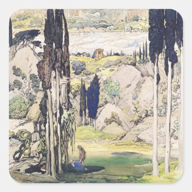 Adesivo Quadrado Encene a cenografia para o ato mim 'de Daphnis e (Frente)