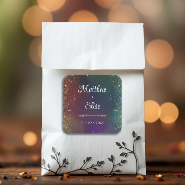 Adesivo Quadrado Enchanted Forest Fairy Lights Fantasy Wedding (Criador carregado)