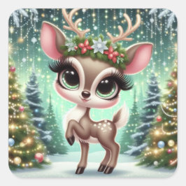 Adesivo Quadrado Enchanted Forest Reindeer Princess