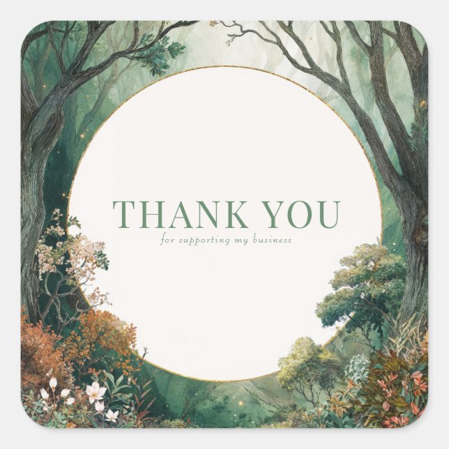 Adesivo Quadrado Enchanted Forest Rustic Trees Gold Glitter (Frente)