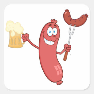 Adesivo Quadrado Enchidos E Cerveja