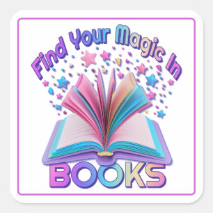 Adesivo Quadrado Encontre Magia Nos Livros