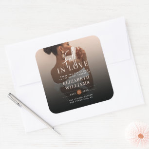 Adesivo Quadrado Encontre o Amor Obrigado por Vir Bridal Shower 