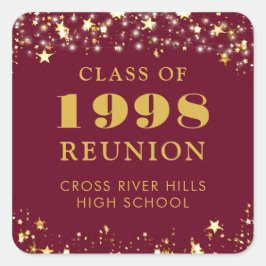 Adesivo Quadrado Encontro de Ex-Alunos Estrelas Marrom Dourado Pers