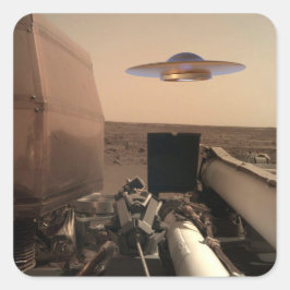 Adesivo Quadrado Encontro de Saucer de OVNI de Alienígena Mars InSi