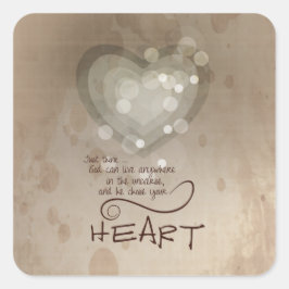 Adesivo Quadrado Encorajamento Religioso do Coração, Grunge