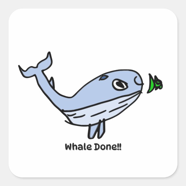 Adesivo Quadrado Encouragement Sticker for Kids - Whale (Frente)