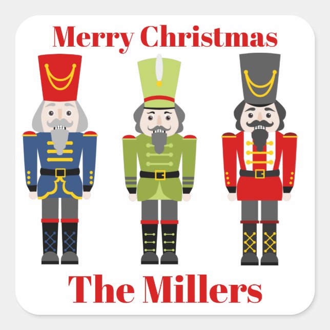 Adesivo Quadrado Endereço clássico de Natal do quebra-nozes (Frente)