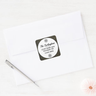 Adesivo Quadrado Endereço de devolução das Estrelas Silver Douradas