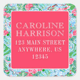 Adesivo Quadrado Endereço de devolução de Impressão de praia de pré