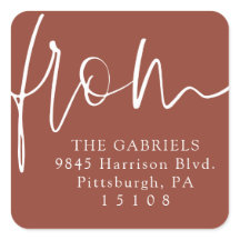 Endereço de devolução de terracota com letra moder