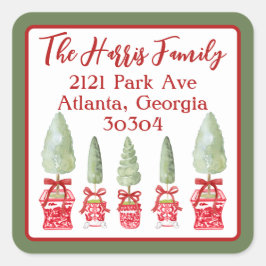 Adesivo Quadrado Endereço de devolução de tópicos da Chinoiserie Ve