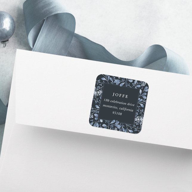 Adesivo Quadrado Endereço de devolução do Buquê de inverno (Criador carregado)