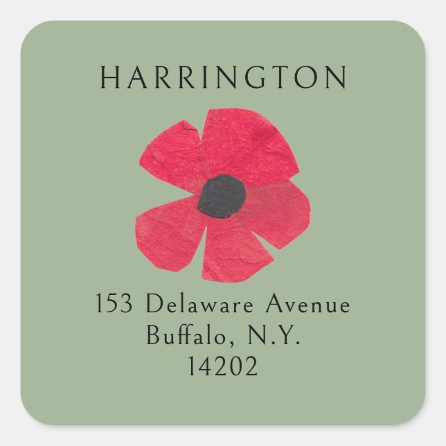 Adesivo Quadrado Endereço de devolução do Médio Vermelho do século  (Frente)