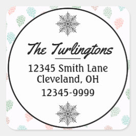 Adesivo Quadrado Endereço de devolução do pinheiro de Natal pintado