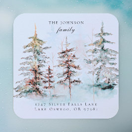 Adesivo Quadrado Endereço de devolução do pinho de Natal Elegante W