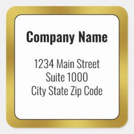 Adesivo Quadrado Endereço de devolução Dourado e preto para empresa