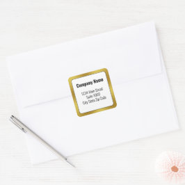 Adesivo Quadrado Endereço de devolução Dourado e preto para empresa