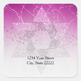 Adesivo Quadrado Endereço de devolução Magenta - Pink - estrela bri