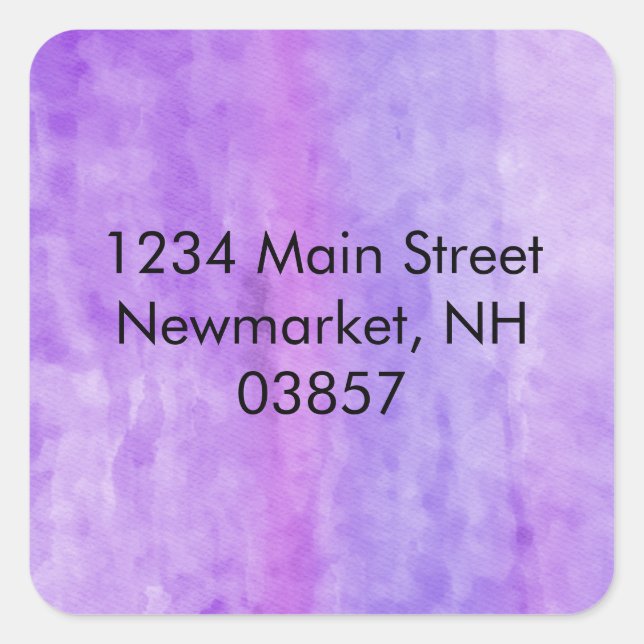 Adesivo Quadrado Endereço de Devolução Streaks Watercolor Purple (Frente)