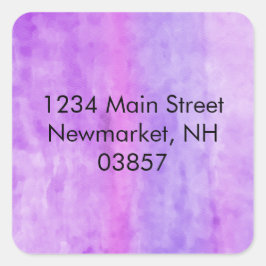 Adesivo Quadrado Endereço de Devolução Streaks Watercolor Purple