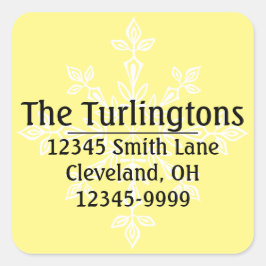 Adesivo Quadrado Endereço de devolução White Snowflake Personalizad