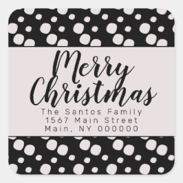 Adesivo Quadrado Endereço de Padrão das Bolinhas de Neve de Natal P