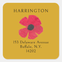 Endereço de retorno amarelo papoila vermelha do sé